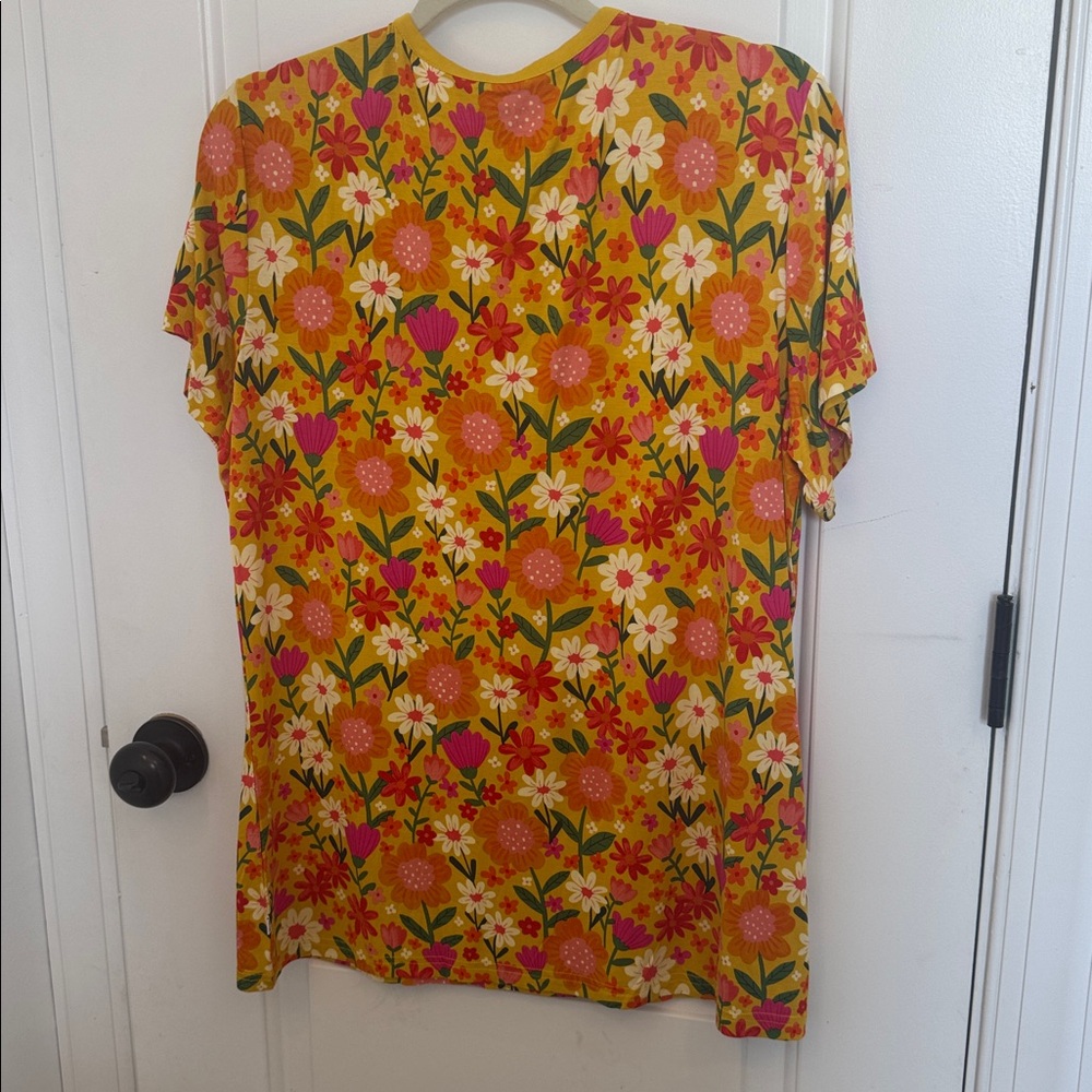 Little Sleepies womens Floral V-Neck Pajama Top Golden Yellow Large - Picture 5 of 5